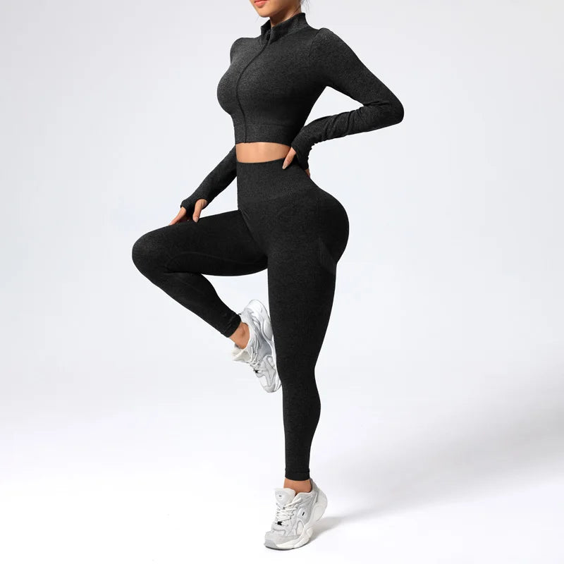 Women’s Seamless High-Waist Yoga Crop Set