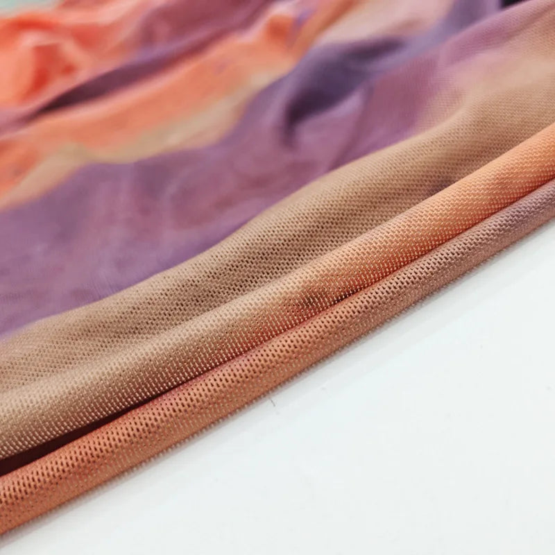 Women’s Printed O-Neck Ruched Bodycon Maxi Dress