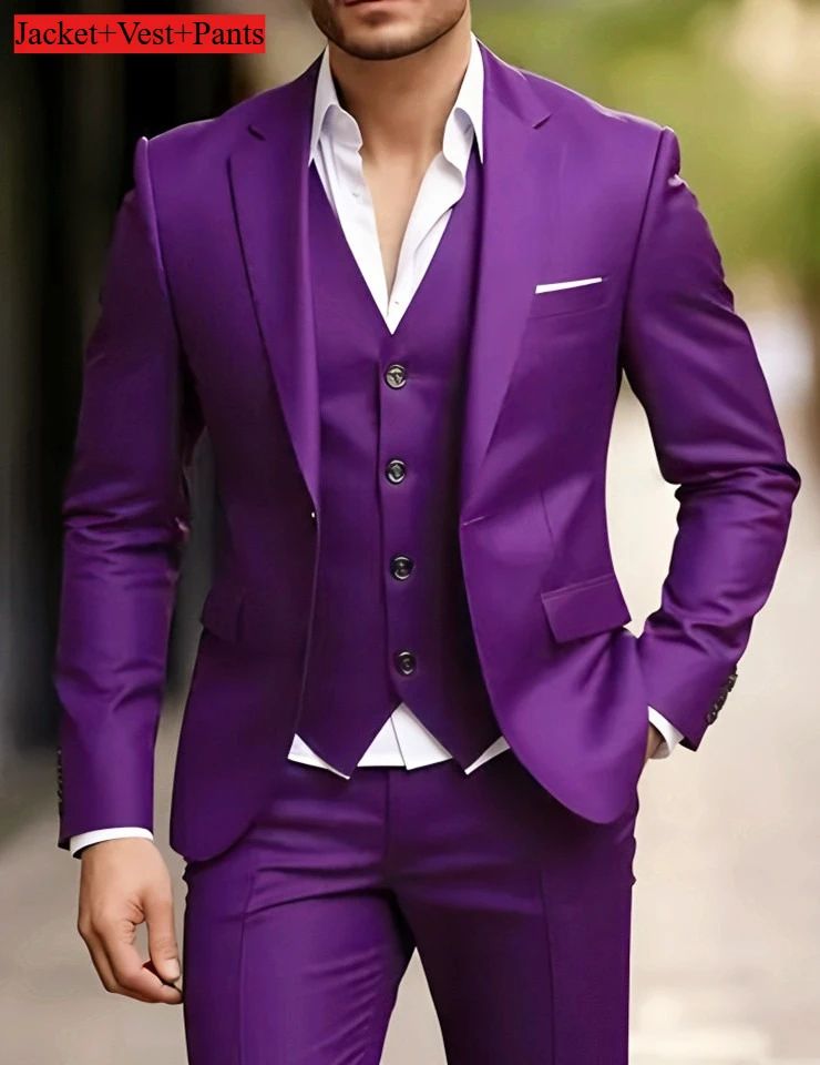 Men's Slim Fit 3-Piece Tuxedo Suit - Elegant Formal Set