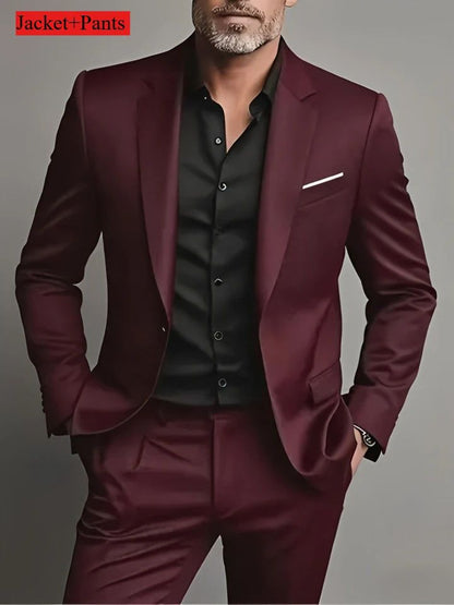 Men's Slim Fit 3-Piece Tuxedo Suit - Elegant Formal Set