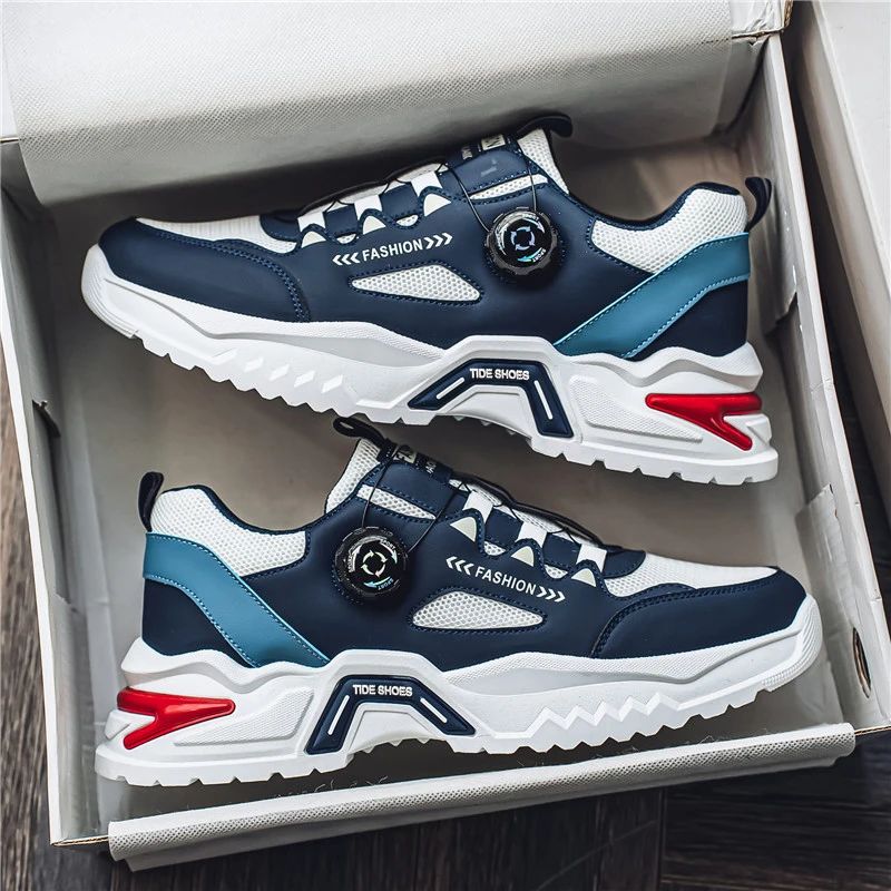 Men’s dial-buckle sneakers, soft non-slip sole, casual outdoor running shoes