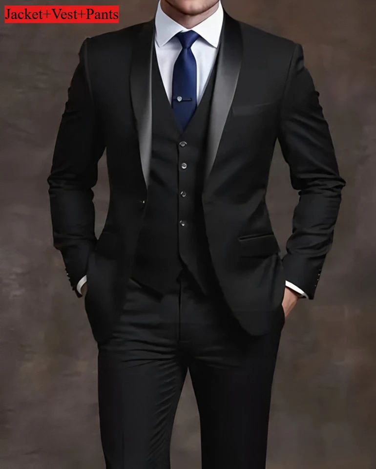 Men's Slim Fit 3-Piece Tuxedo Suit - Elegant Formal Set
