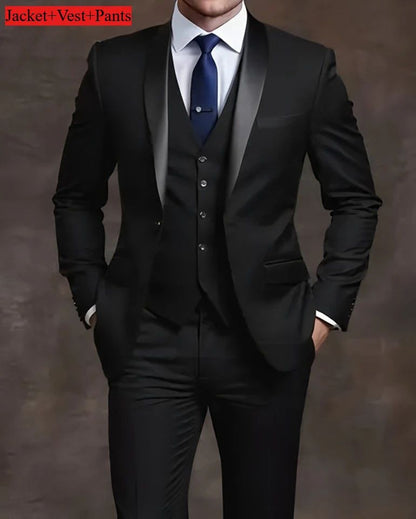Men's Slim Fit 3-Piece Tuxedo Suit - Elegant Formal Set