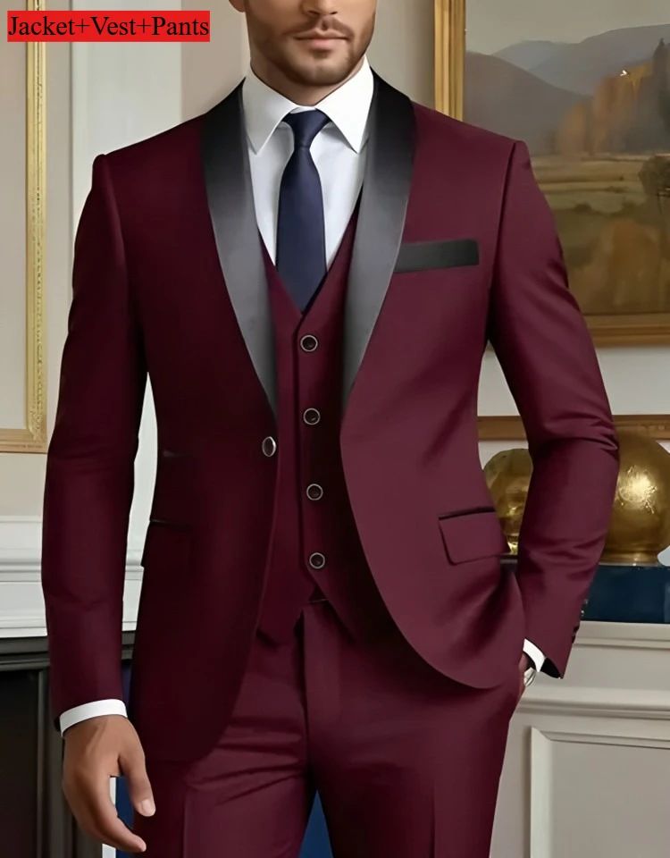 Men's Slim Fit 3-Piece Tuxedo Suit - Elegant Formal Set