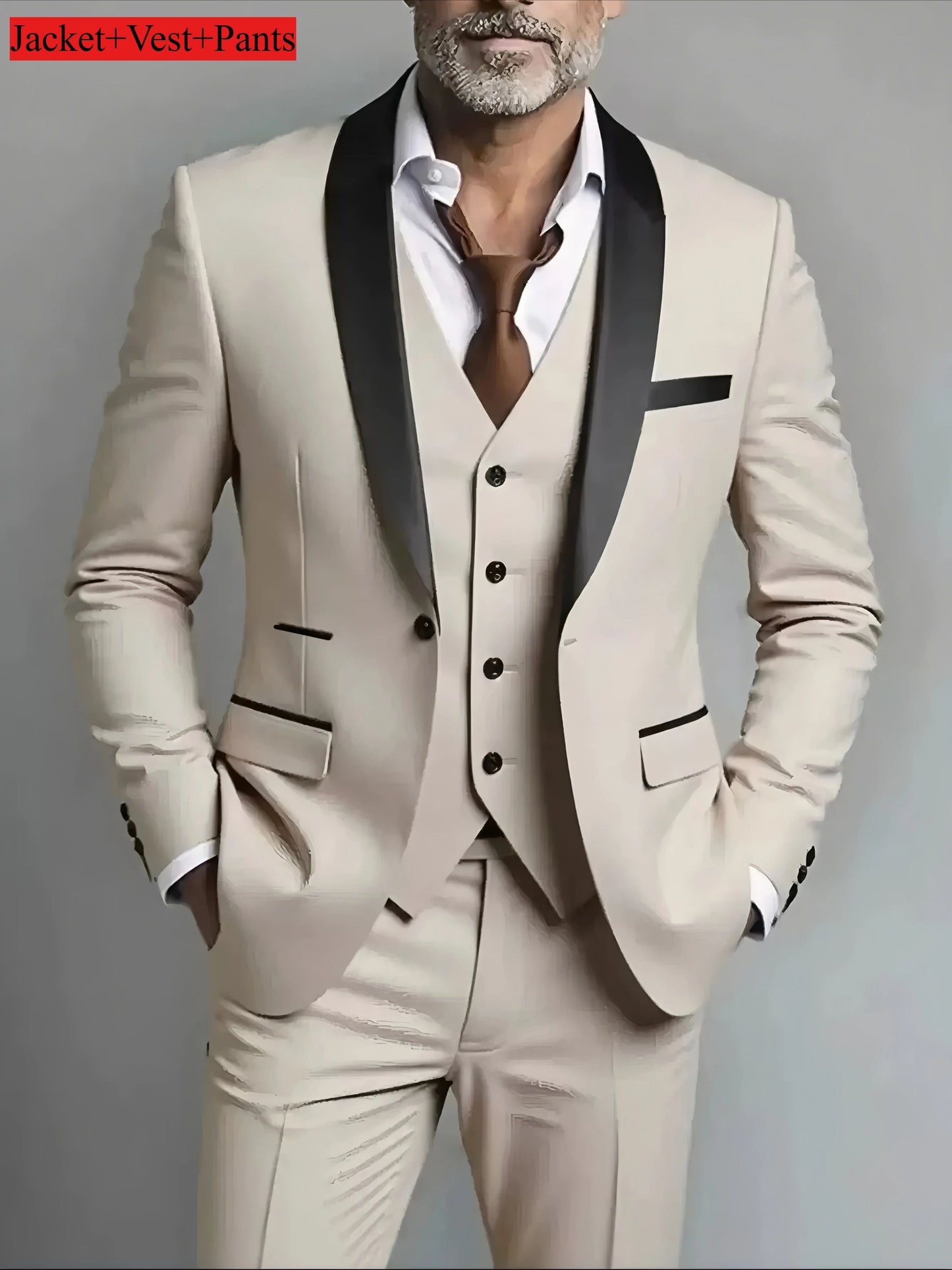 Men's Slim Fit 3-Piece Tuxedo Suit - Elegant Formal Set