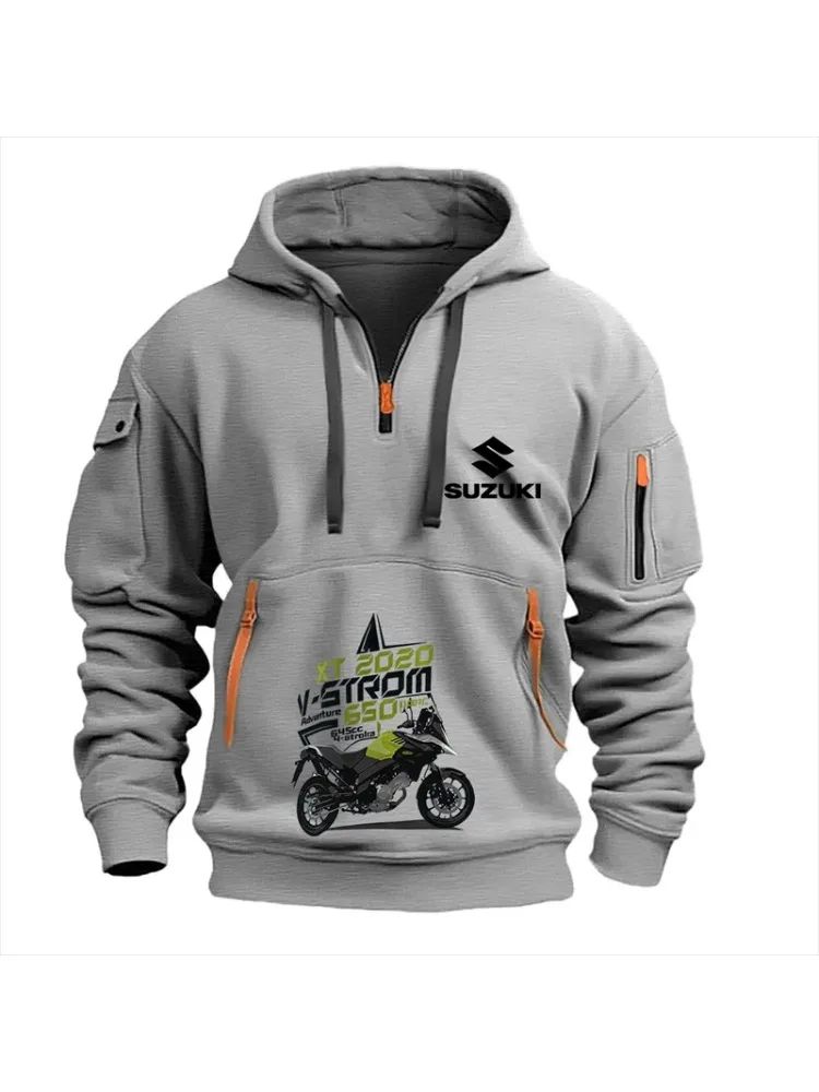 Suzuki men’s hoodie for outdoor motorcycle riding, soft breathable autumn/winter