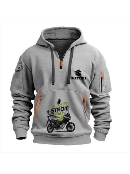 Suzuki men’s hoodie for outdoor motorcycle riding, soft breathable autumn/winter
