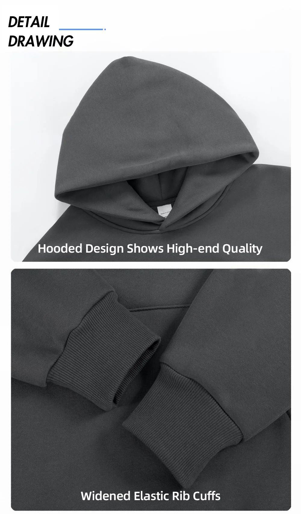 480gsm heavy cotton hoodie with velvet lining, thick fleece pullover unisex