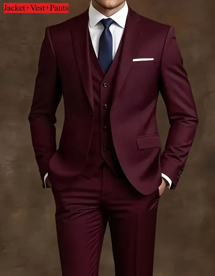 Men's Slim Fit 3-Piece Tuxedo Suit - Elegant Formal Set