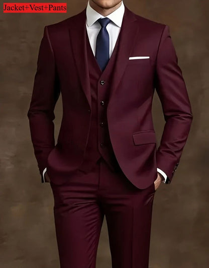 Men's Slim Fit 3-Piece Tuxedo Suit - Elegant Formal Set