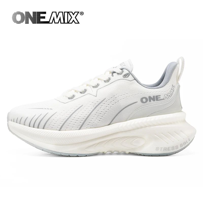 White running shoe with 'ONEMIX' branding on a white background