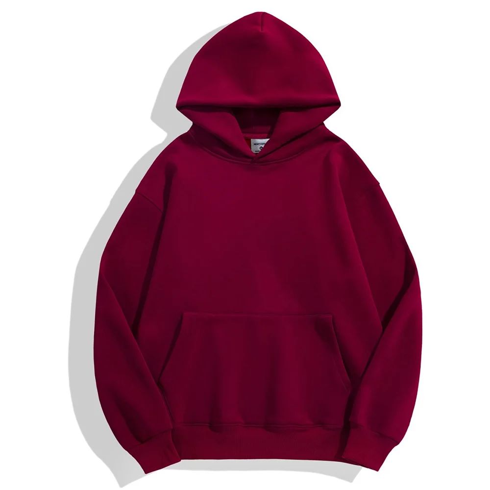 480gsm heavy cotton hoodie with velvet lining, thick fleece pullover unisex