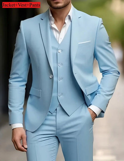 Men's Slim Fit 3-Piece Tuxedo Suit - Elegant Formal Set