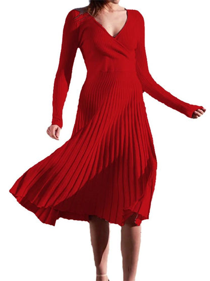 Red pleated dress on a white background