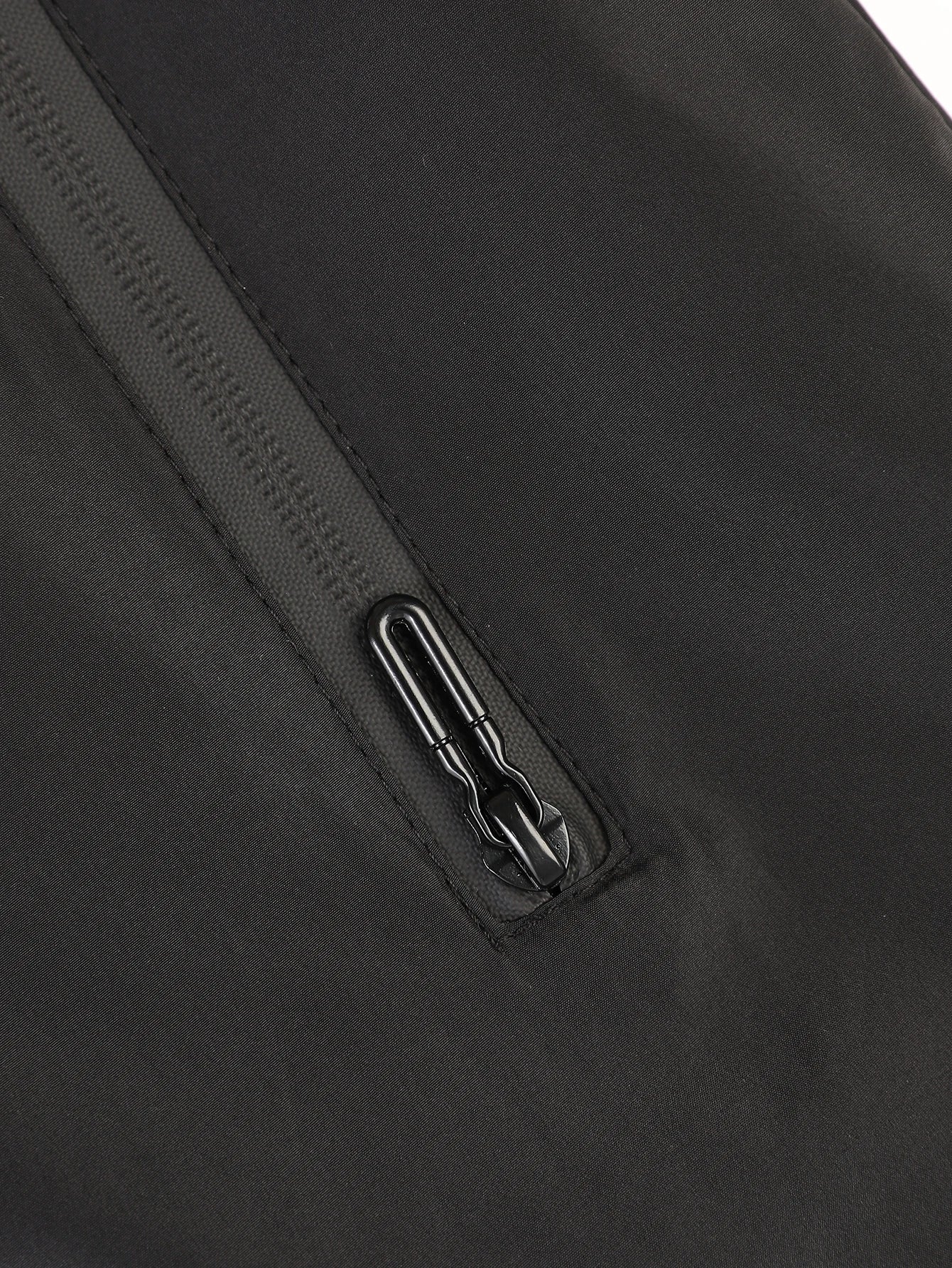Close-up of a zipper on a black jacket