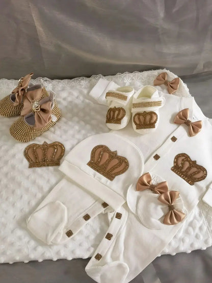 Crochet Baby Romper and Bonnet Welcome Home Set