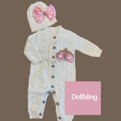 Crochet Baby Romper and Bonnet Welcome Home Set