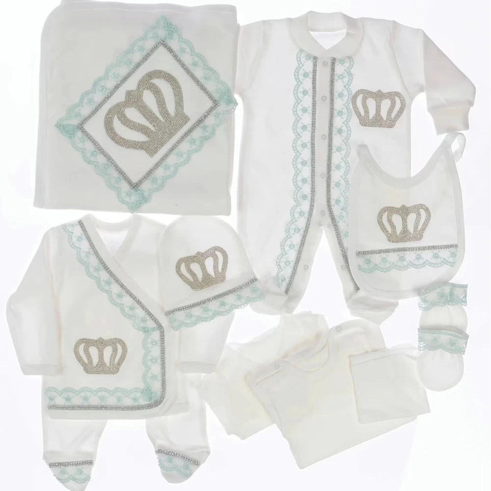 2026 Pearly Crown Newborn Romper and 10-Piece Gift Set