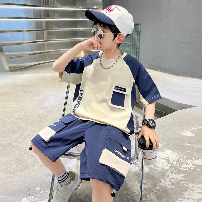 2026 Boys Summer T-Shirt and Shorts Set – Casual Sportswear 2 pcs
