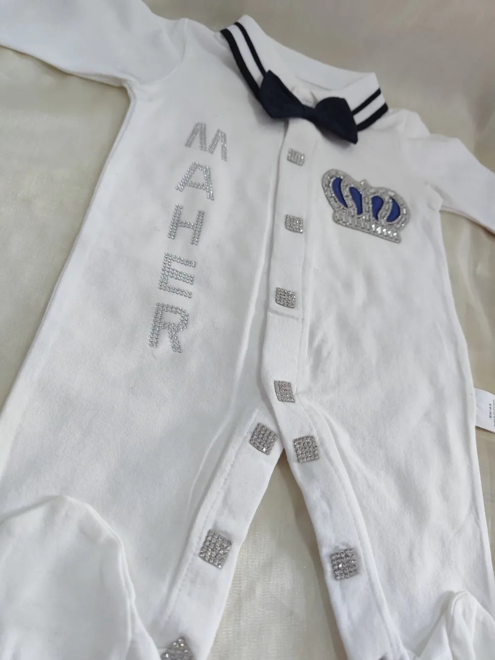 2026 Royal Blue Crochet Baby Romper and Bonnet Set