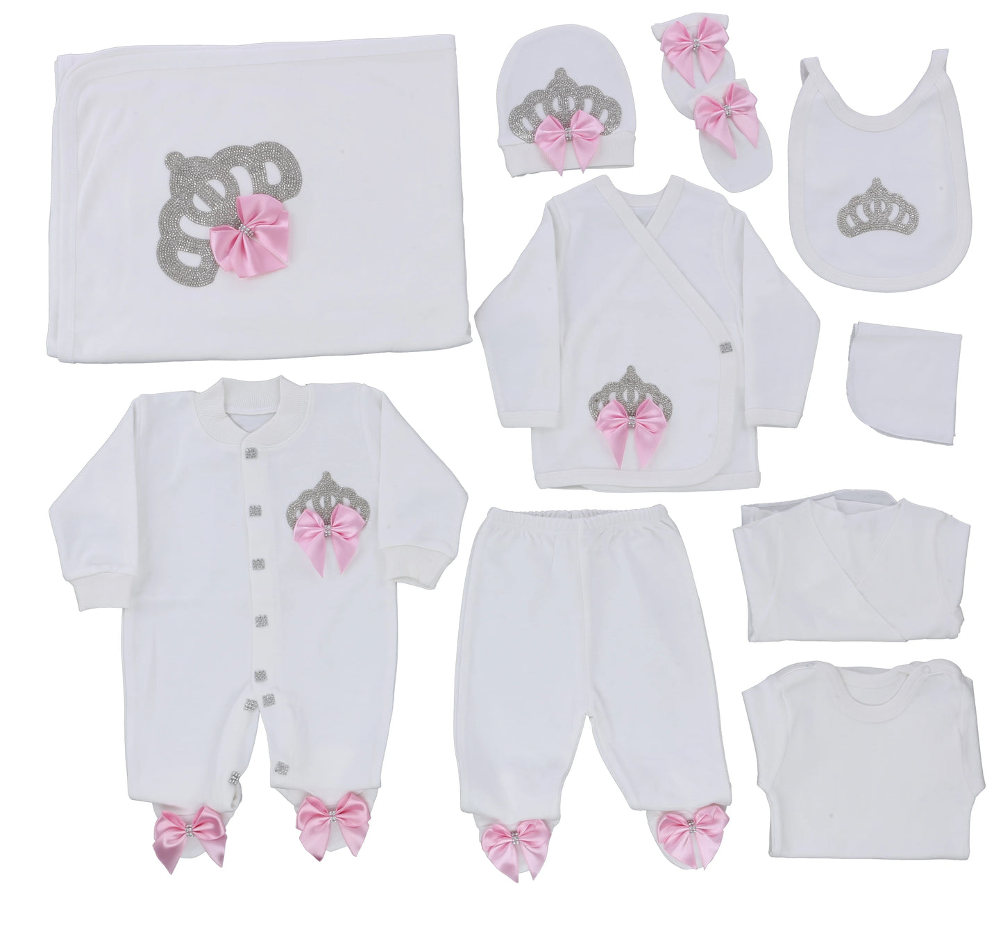 2026 Pearly Crown Newborn Romper and 10-Piece Gift Set