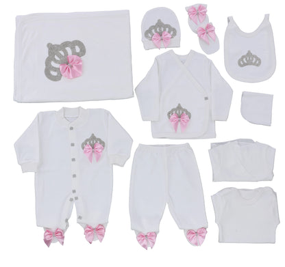 2026 Pearly Crown Newborn Romper and 10-Piece Gift Set