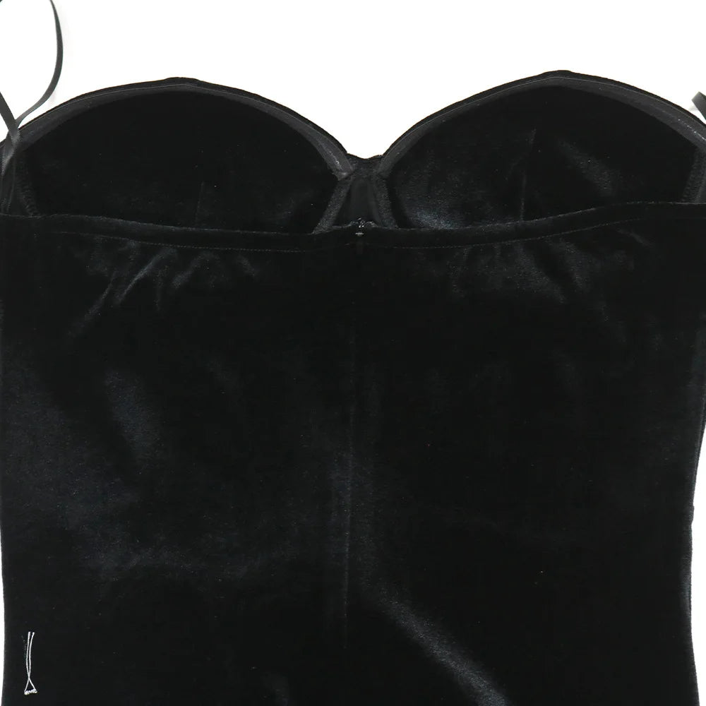 Women’s Strapless Crystal Ruched High-Split Bodycon Dress