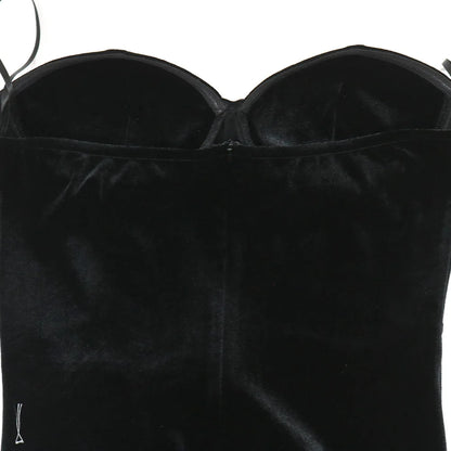 Women’s Strapless Crystal Ruched High-Split Bodycon Dress