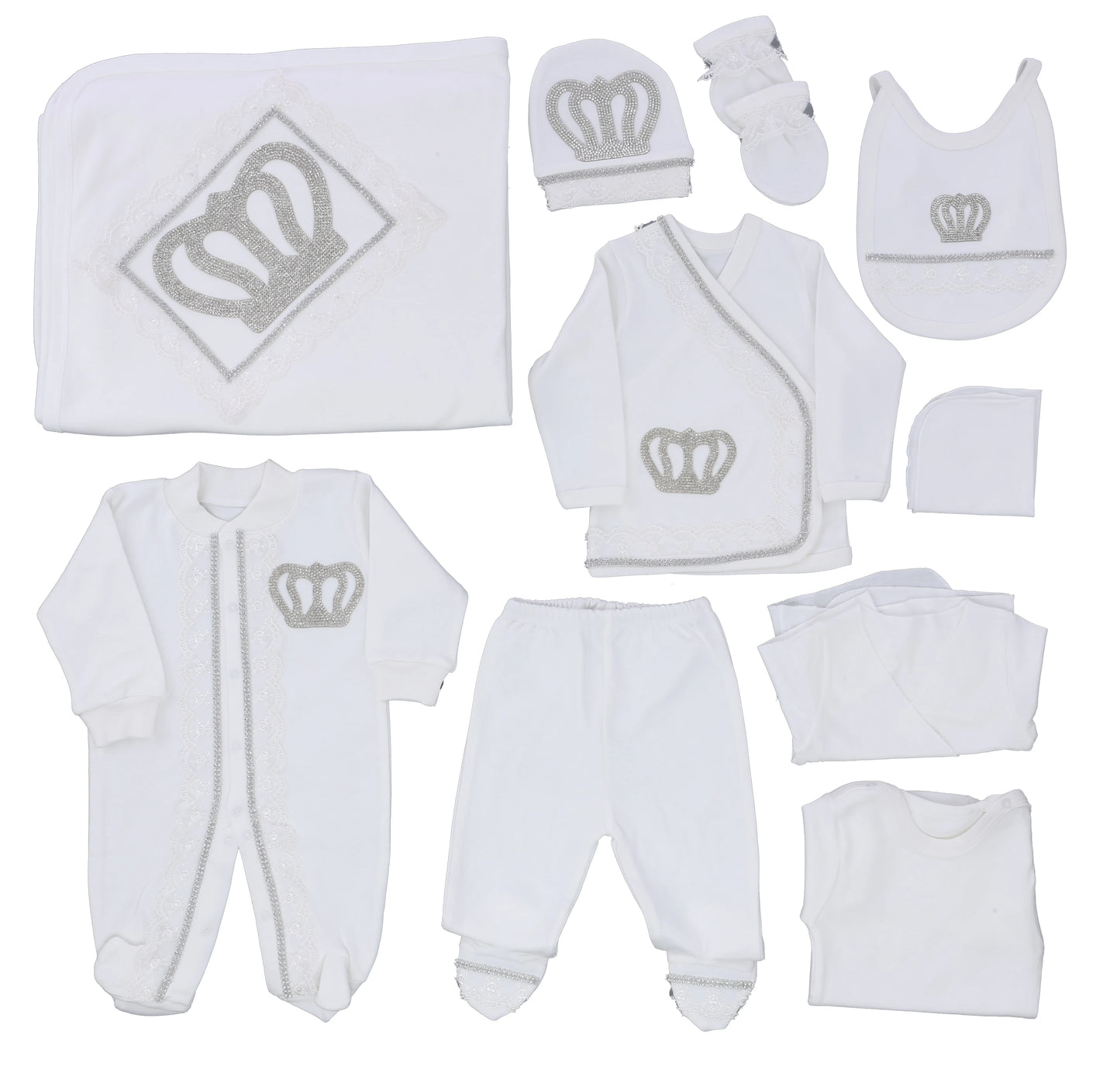 2026 Pearly Crown Newborn Romper and 10-Piece Gift Set
