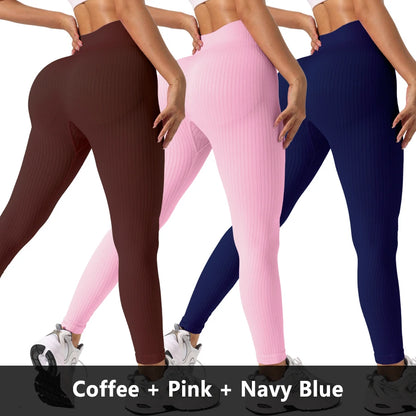 Women’s Seamless High-Waist Yoga Leggings 3-Pack
