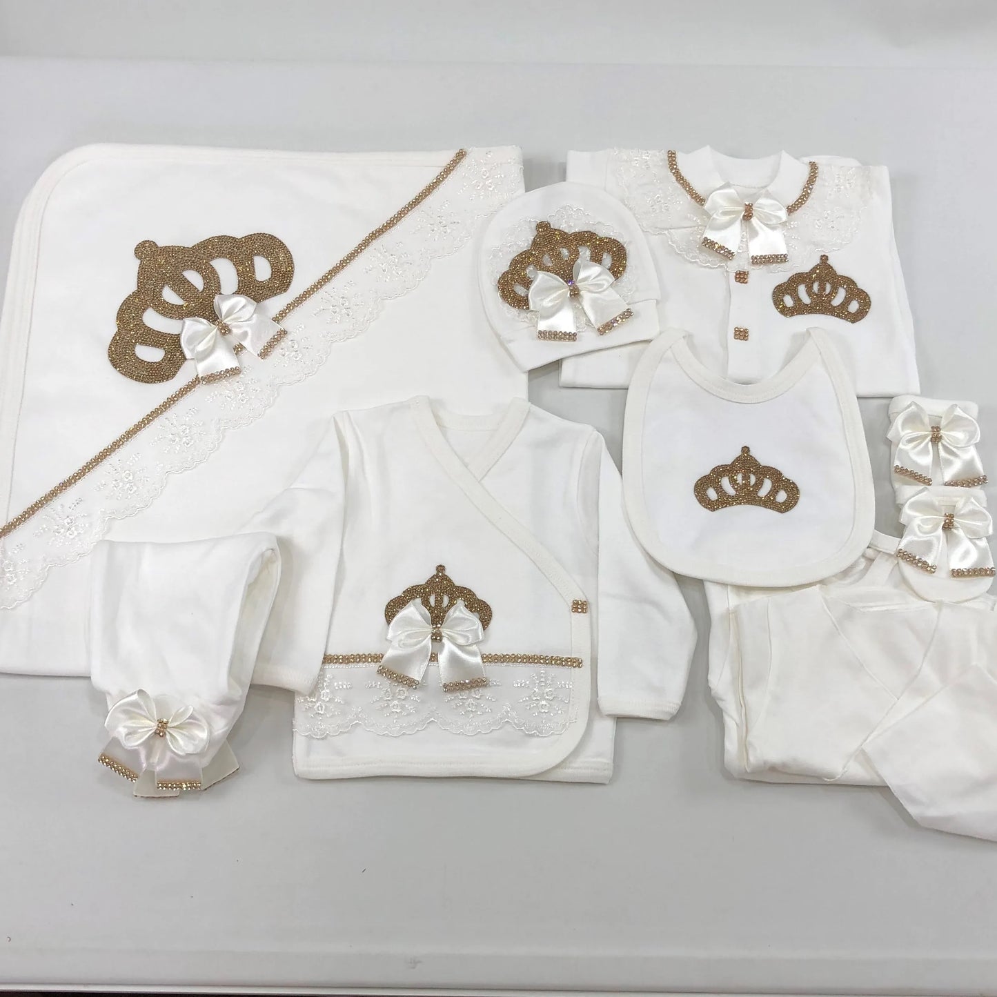 2026 Pearly Crown Newborn Romper and 10-Piece Gift Set