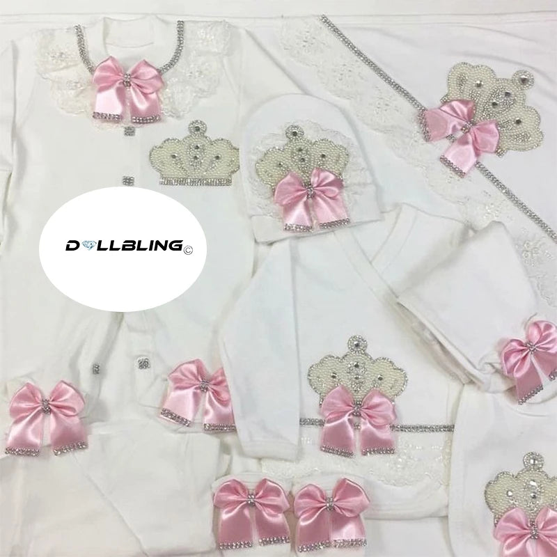 2026 Pearly Crown Newborn Romper and 10-Piece Gift Set