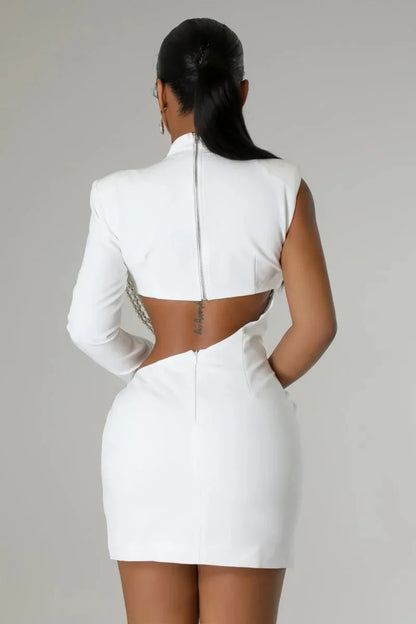 Women’s Full-Sleeve O-Neck Pearl Detail Mini Dress