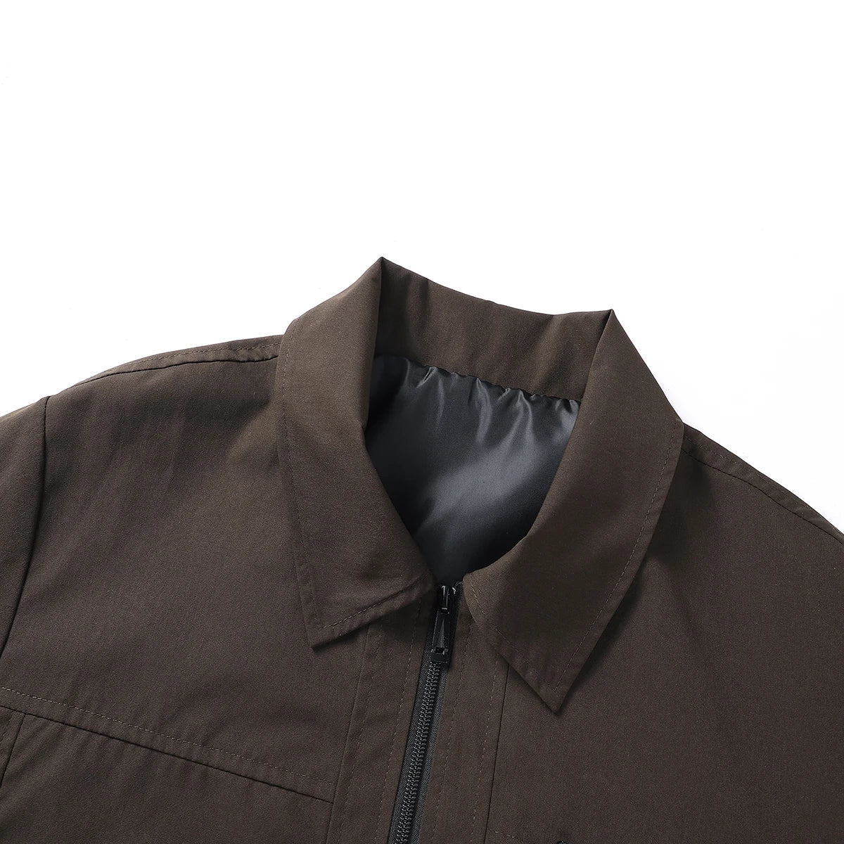 Brown jacket collar with a white background