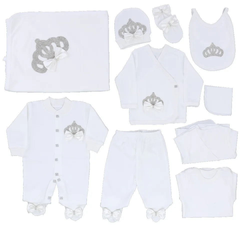 2026 Pearly Crown Newborn Romper and 10-Piece Gift Set