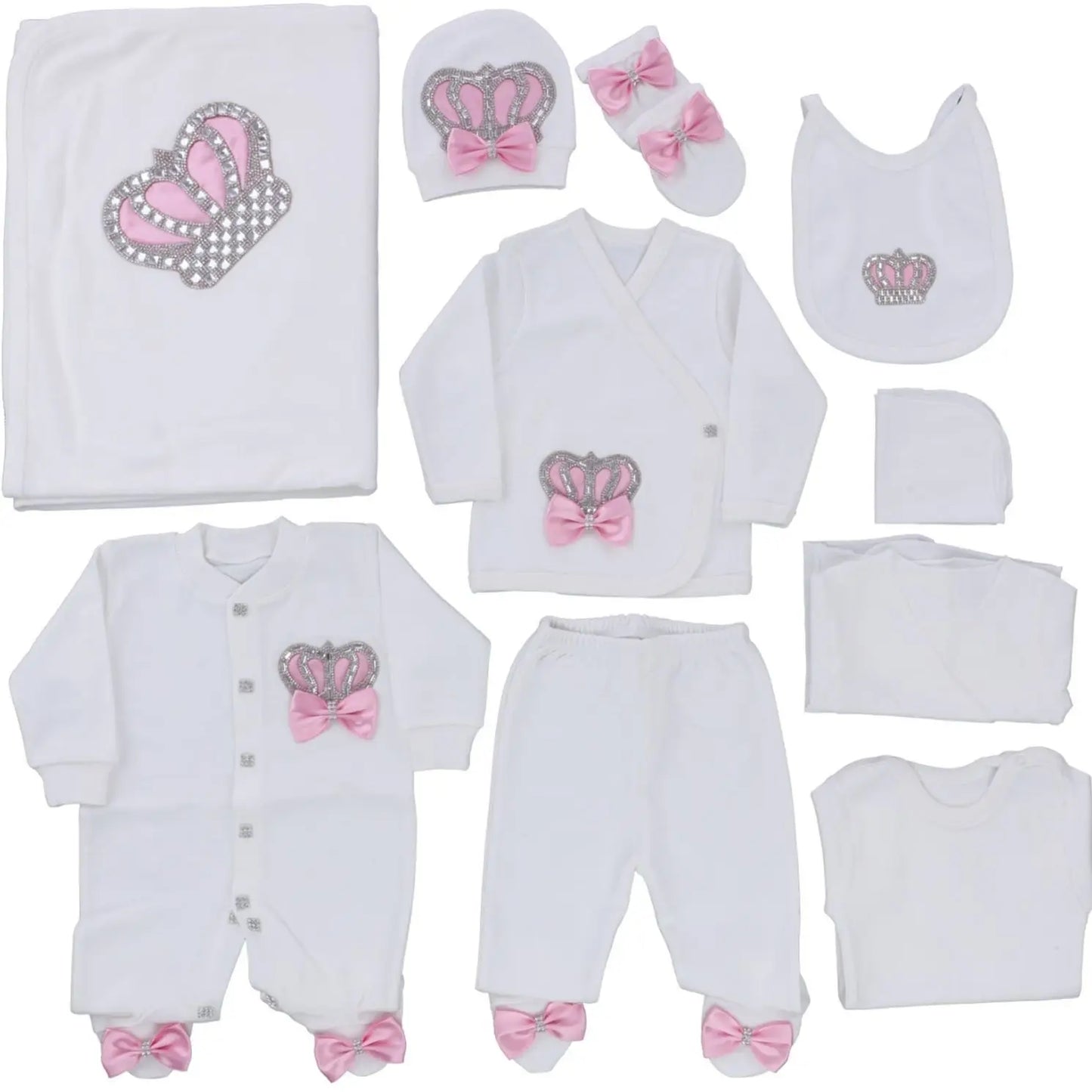 2026 Pearly Crown Newborn Romper and 10-Piece Gift Set