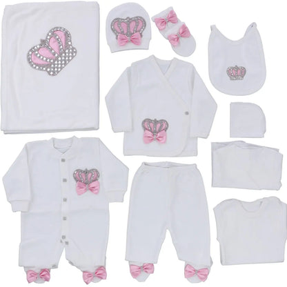 2026 Pearly Crown Newborn Romper and 10-Piece Gift Set