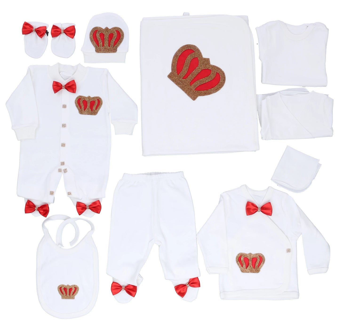 2026 Pearly Crown Newborn Romper and 10-Piece Gift Set