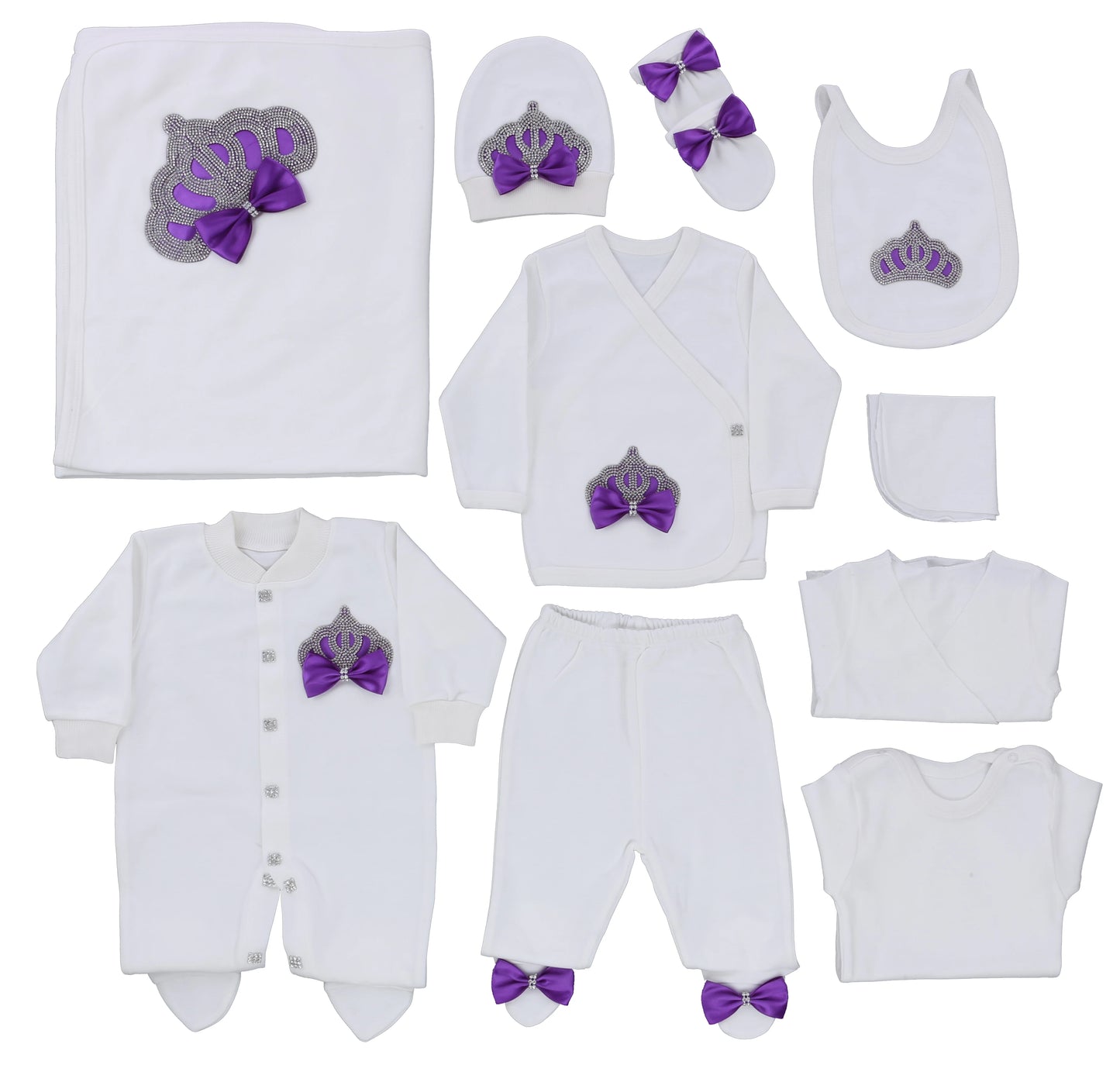 2026 Pearly Crown Newborn Romper and 10-Piece Gift Set