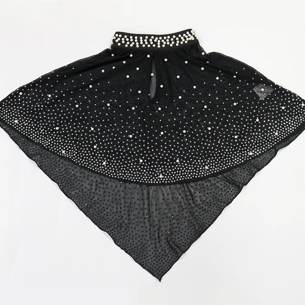 Women’s Rhinestone Cloak-Sleeve Bodycon Long Dress