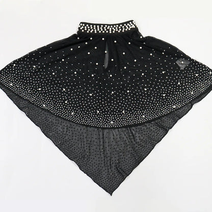 Women’s Rhinestone Cloak-Sleeve Bodycon Long Dress