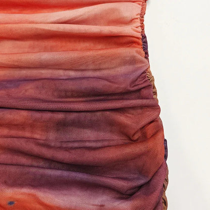 Women’s Printed O-Neck Ruched Bodycon Maxi Dress