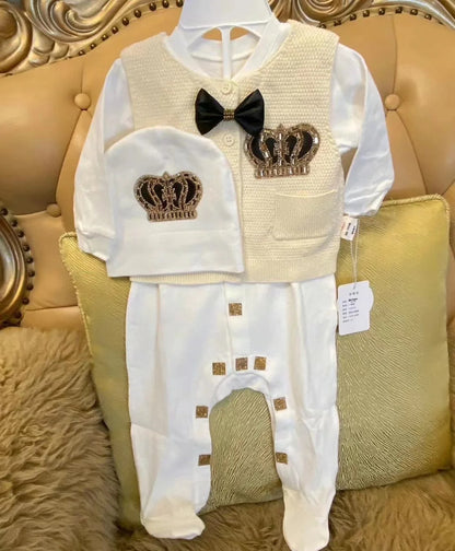 Crochet Baby Romper and Bonnet Welcome Home Set