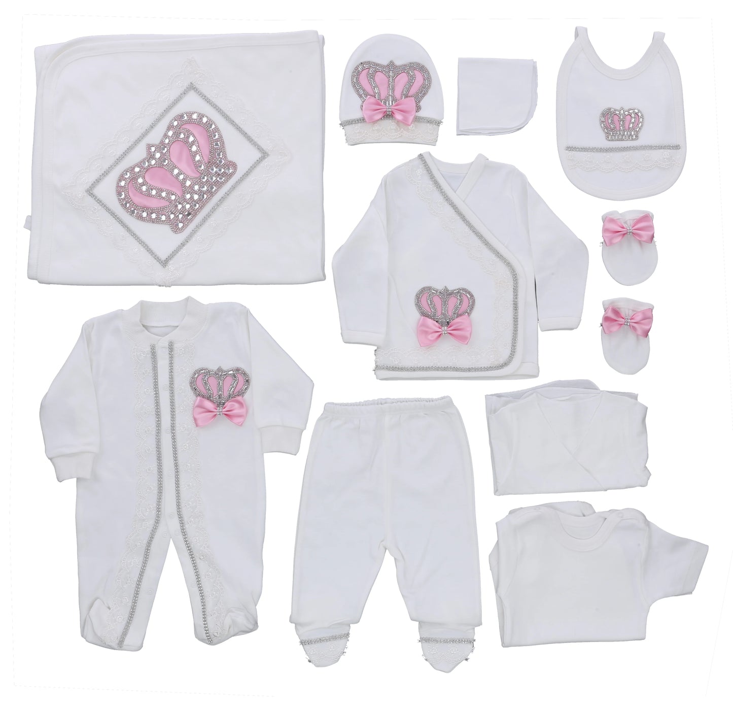 2026 Pearly Crown Newborn Romper and 10-Piece Gift Set
