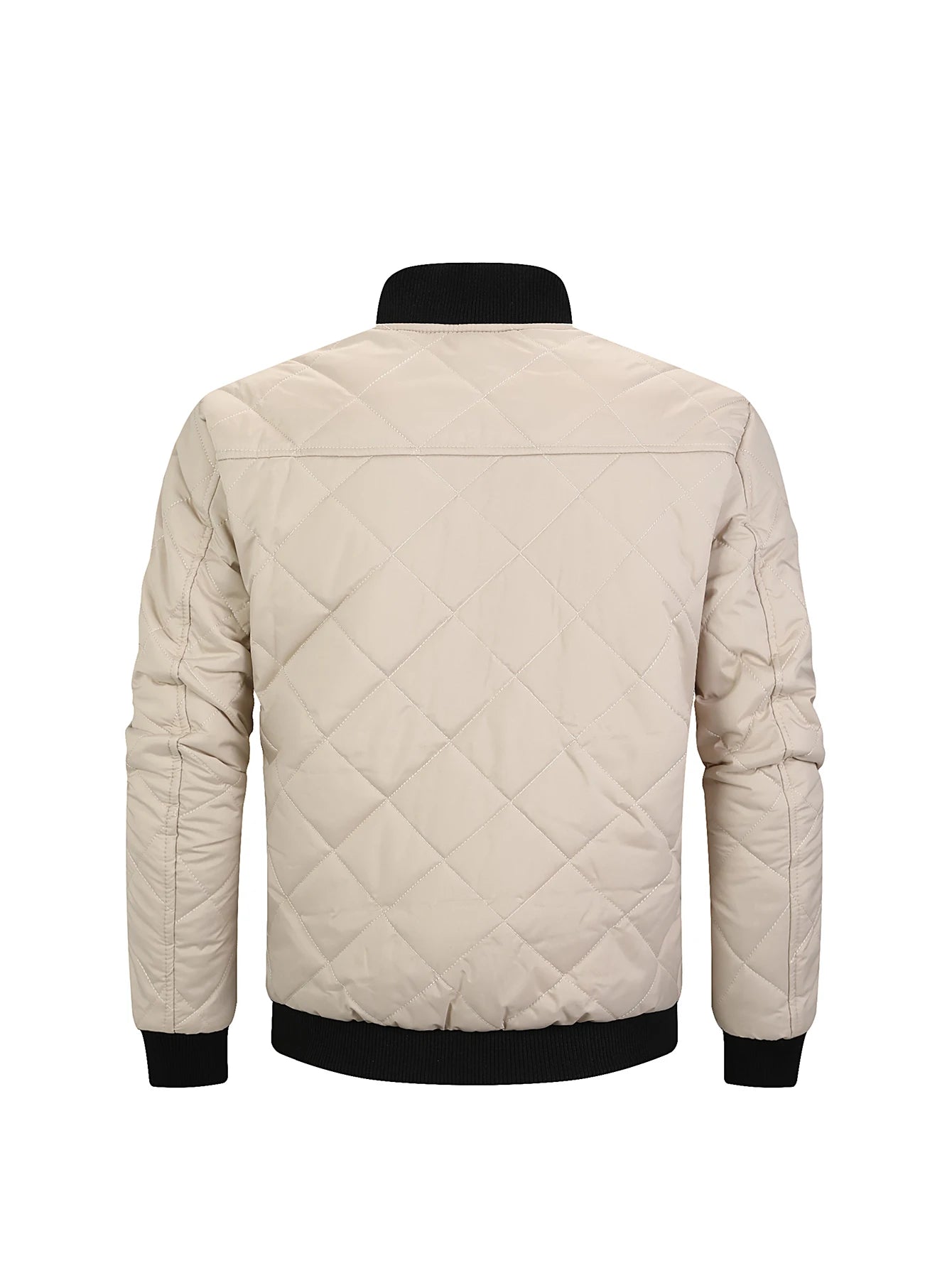 Beige quilted jacket on a white background