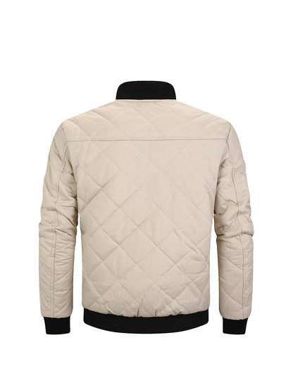 Beige quilted jacket on a white background