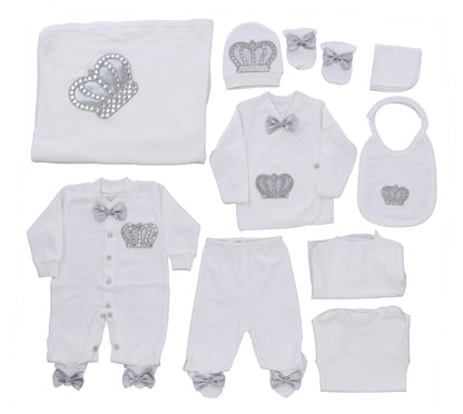 2026 Pearly Crown Newborn Romper and 10-Piece Gift Set