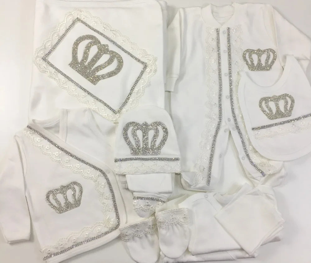2026 Pearly Crown Newborn Romper and 10-Piece Gift Set