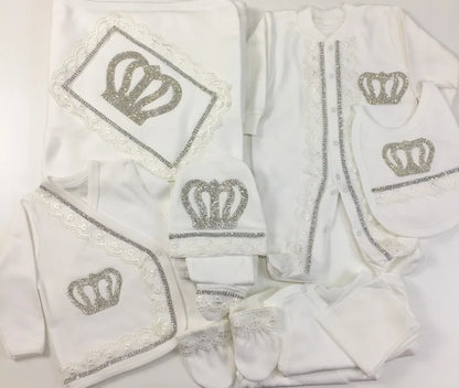 2026 Pearly Crown Newborn Romper and 10-Piece Gift Set