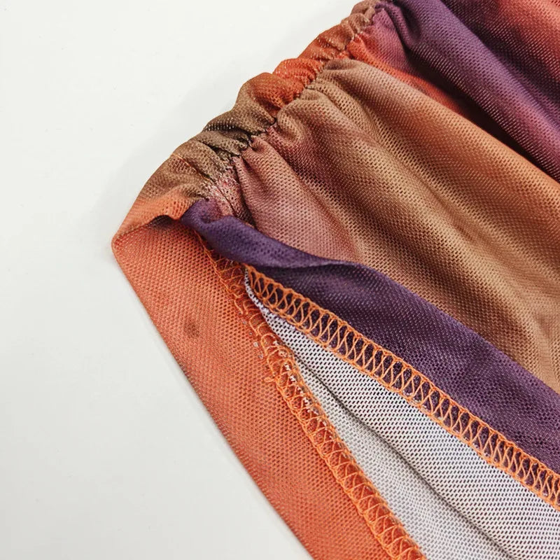 Women’s Printed O-Neck Ruched Bodycon Maxi Dress